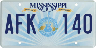 MS license plate AFK140