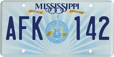 MS license plate AFK142