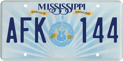MS license plate AFK144