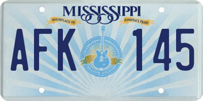MS license plate AFK145