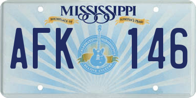 MS license plate AFK146