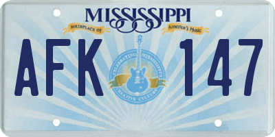 MS license plate AFK147
