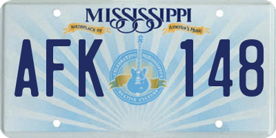 MS license plate AFK148