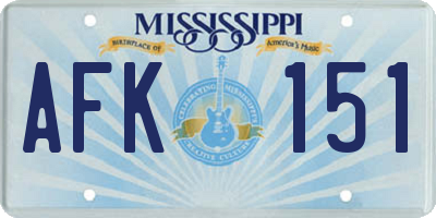 MS license plate AFK151