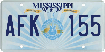 MS license plate AFK155