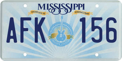 MS license plate AFK156