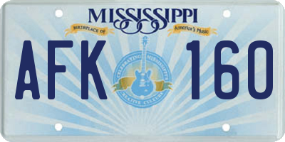 MS license plate AFK160