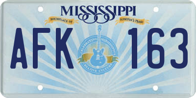 MS license plate AFK163