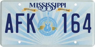 MS license plate AFK164