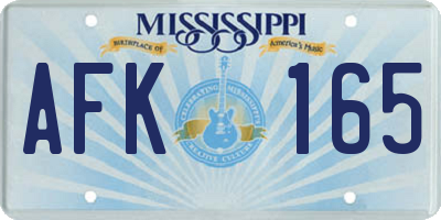 MS license plate AFK165