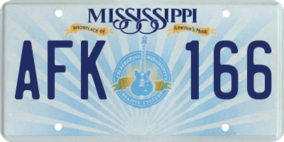 MS license plate AFK166