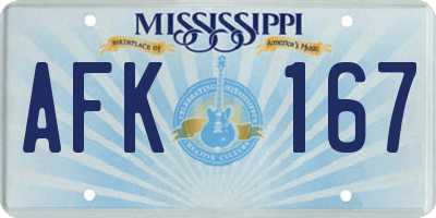MS license plate AFK167