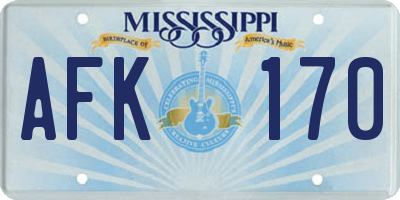 MS license plate AFK170
