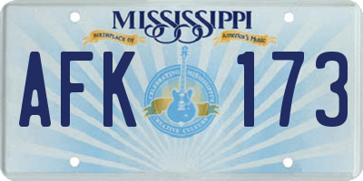 MS license plate AFK173