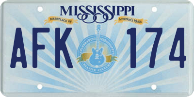 MS license plate AFK174