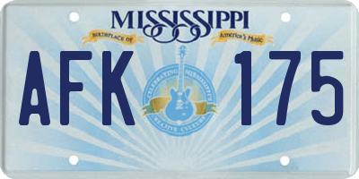 MS license plate AFK175