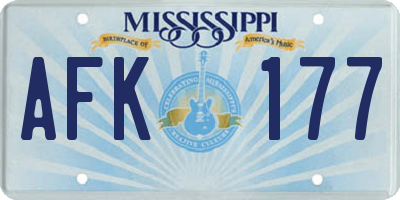 MS license plate AFK177