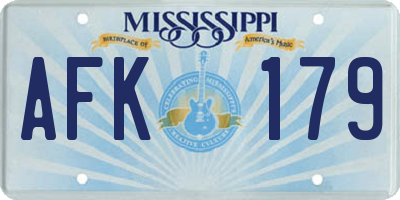 MS license plate AFK179