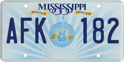 MS license plate AFK182