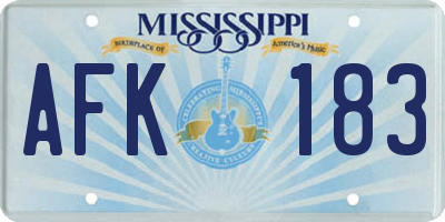 MS license plate AFK183