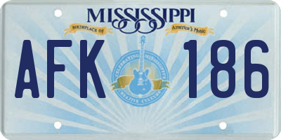 MS license plate AFK186