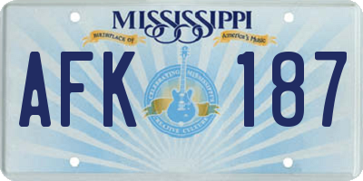 MS license plate AFK187