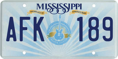 MS license plate AFK189