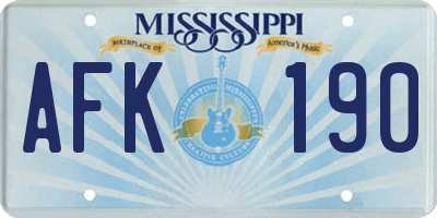 MS license plate AFK190