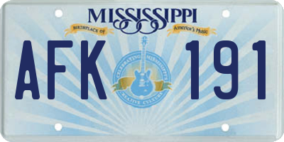 MS license plate AFK191