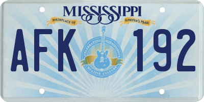 MS license plate AFK192