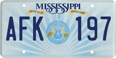 MS license plate AFK197