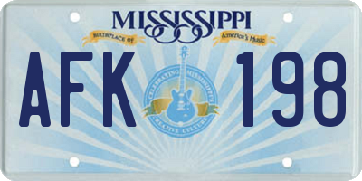 MS license plate AFK198