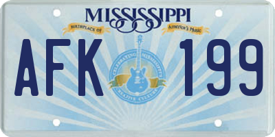 MS license plate AFK199