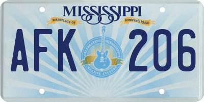MS license plate AFK206