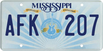 MS license plate AFK207