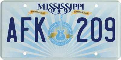 MS license plate AFK209