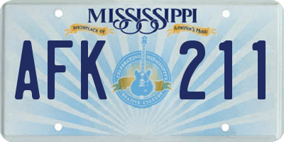 MS license plate AFK211