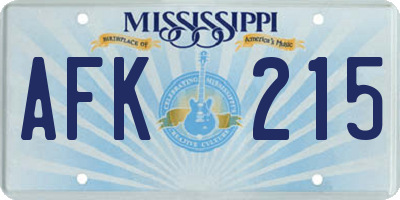 MS license plate AFK215