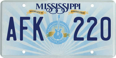 MS license plate AFK220