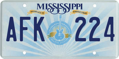 MS license plate AFK224