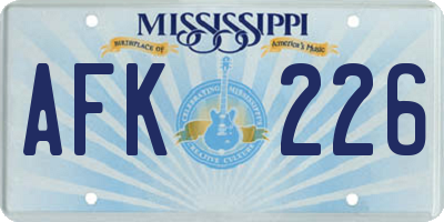 MS license plate AFK226