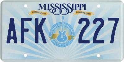 MS license plate AFK227