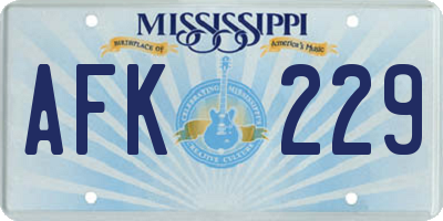 MS license plate AFK229