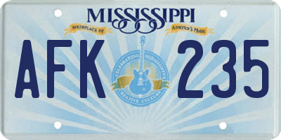 MS license plate AFK235