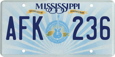 MS license plate AFK236