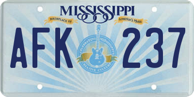 MS license plate AFK237
