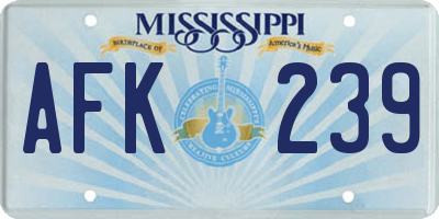MS license plate AFK239