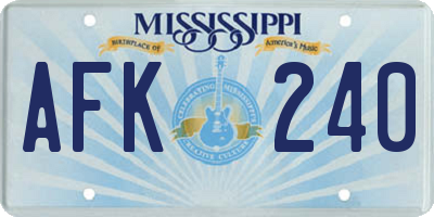 MS license plate AFK240