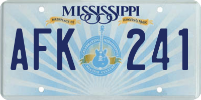 MS license plate AFK241