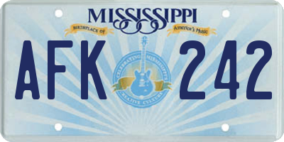 MS license plate AFK242